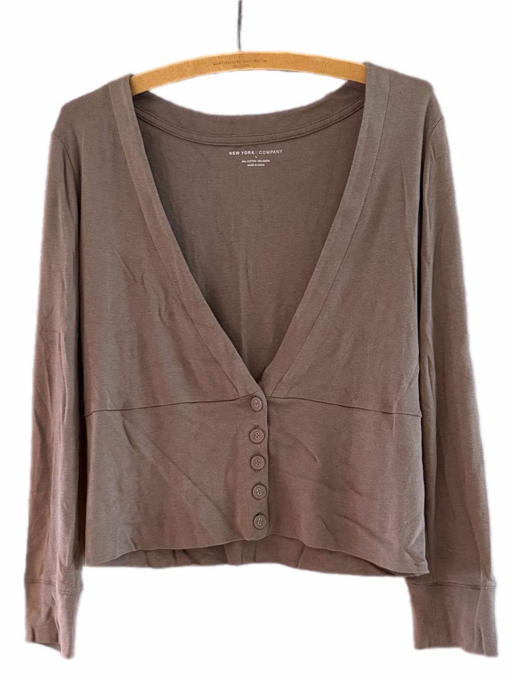 New York & Company button Brown Large cardigan
